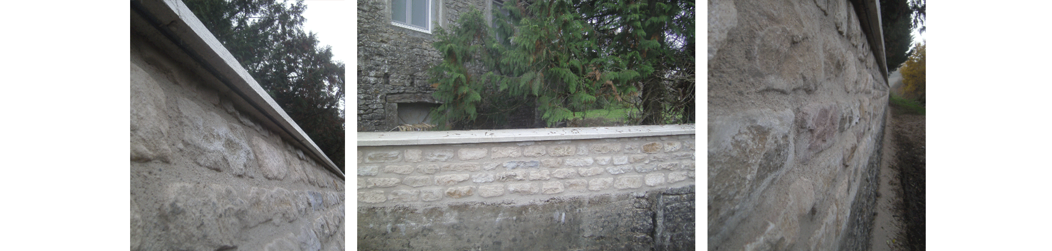 3 images d'un mur de pierre en Bourgogne