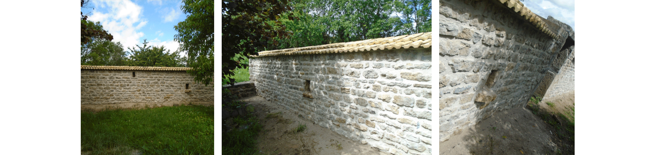 3 images d'un mur de pierre en Bourgogne