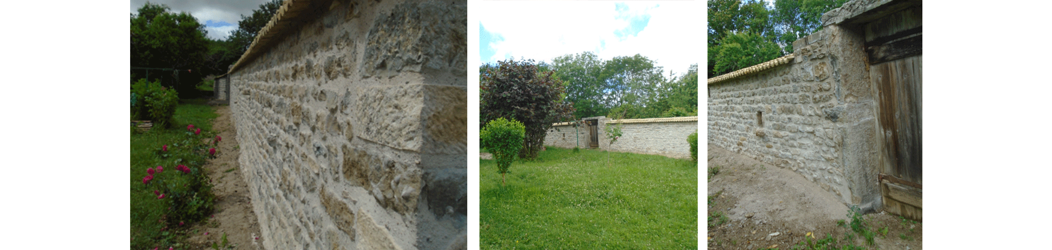 3 images d'un mur de pierre en Bourgogne